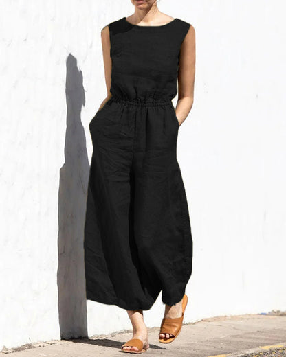Ärmlös jumpsuit med vida ben – Aurelia