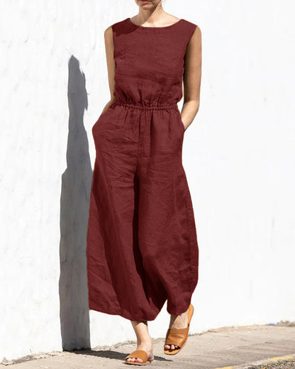 Ärmlös jumpsuit med vida ben – Aurelia