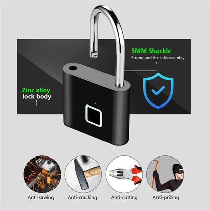 Smart fingeravtryckslås med USB-laddning och vattentät design – titan