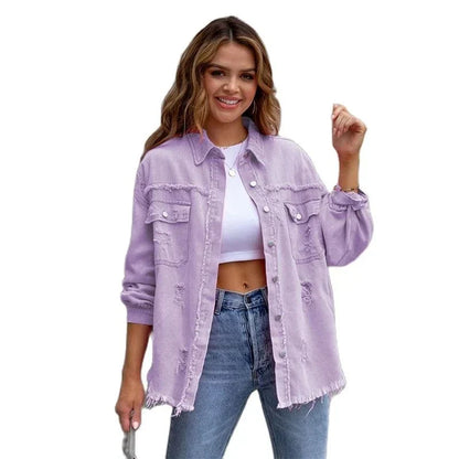 Boho damjeansjacka med höstlig Ibiza-känsla & slim fit – Yara