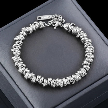 Silberarmband Damen, Knoten-Design, Edelstahl, modisch, Geschenk, Schmuck, elegant