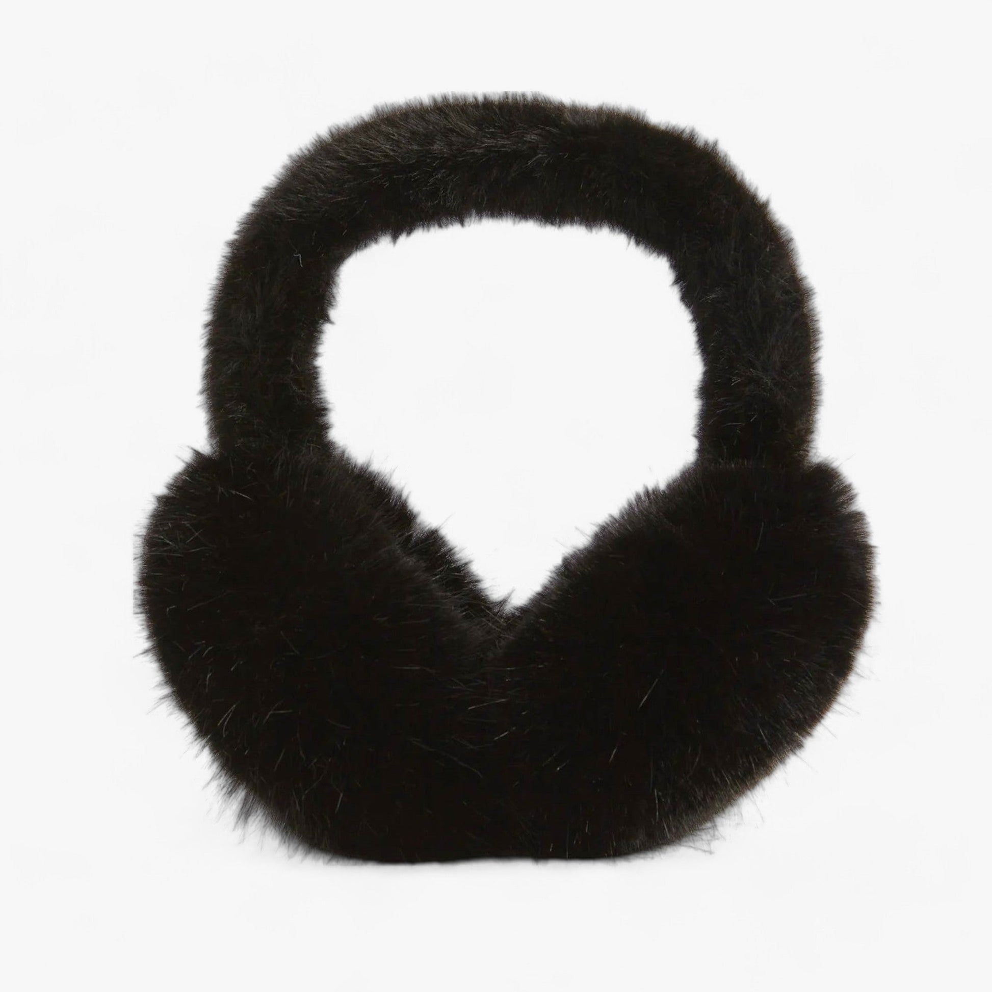 Schwarze Kunstfell-Ohrenschützer, warm, modisch, Winteraccessoire, Unisex.