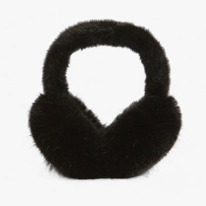 Schwarze Kunstfell-Ohrenschützer, warm, modisch, Winteraccessoire, Unisex.