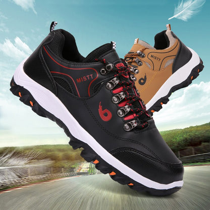 Schwarze und braune Outdoor-Wanderschuhe, rutschfest, atmungsaktiv, für Herren.