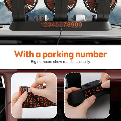 360° justerbar bilfläkt med 3 huvuden USB/12V/24V – AirFlow