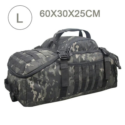 Große schwarze Camouflage-Tasche, 60x30x25cm, robust, vielseitig, ideal für Outdoor-Aktivitäten.