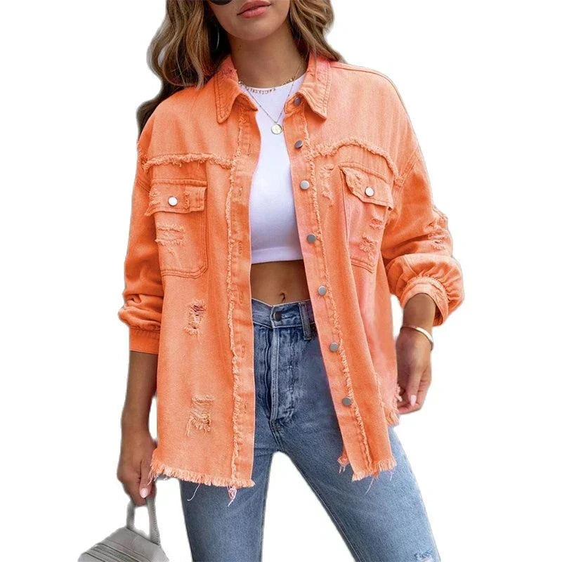Boho damjeansjacka med höstlig Ibiza-känsla & slim fit – Yara