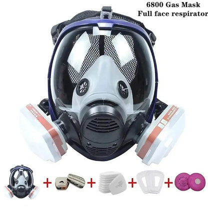 Helmask med anti-imma-lins och industriella gasfilter