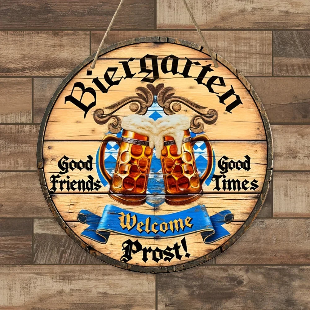 Metallisk väggskylt 'Biergarten Prost' – Prost-skylt Oktoberfest 2026