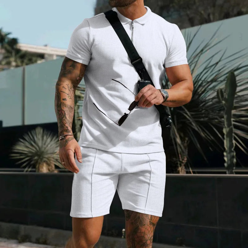 Andningsbart och stiligt sommarset med polotröja och shorts för herrar – Nilo