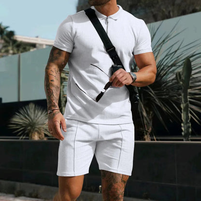 Andningsbart och stiligt sommarset med polotröja och shorts för herrar – Nilo
