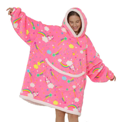 Oversized fleecefilt med huva och fickor – SnugJoy