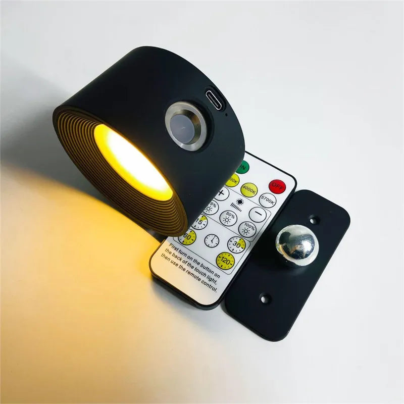 Schwarze LED-Wandleuchte mit Fernbedienung, modern, energiesparend, Innenbeleuchtung.