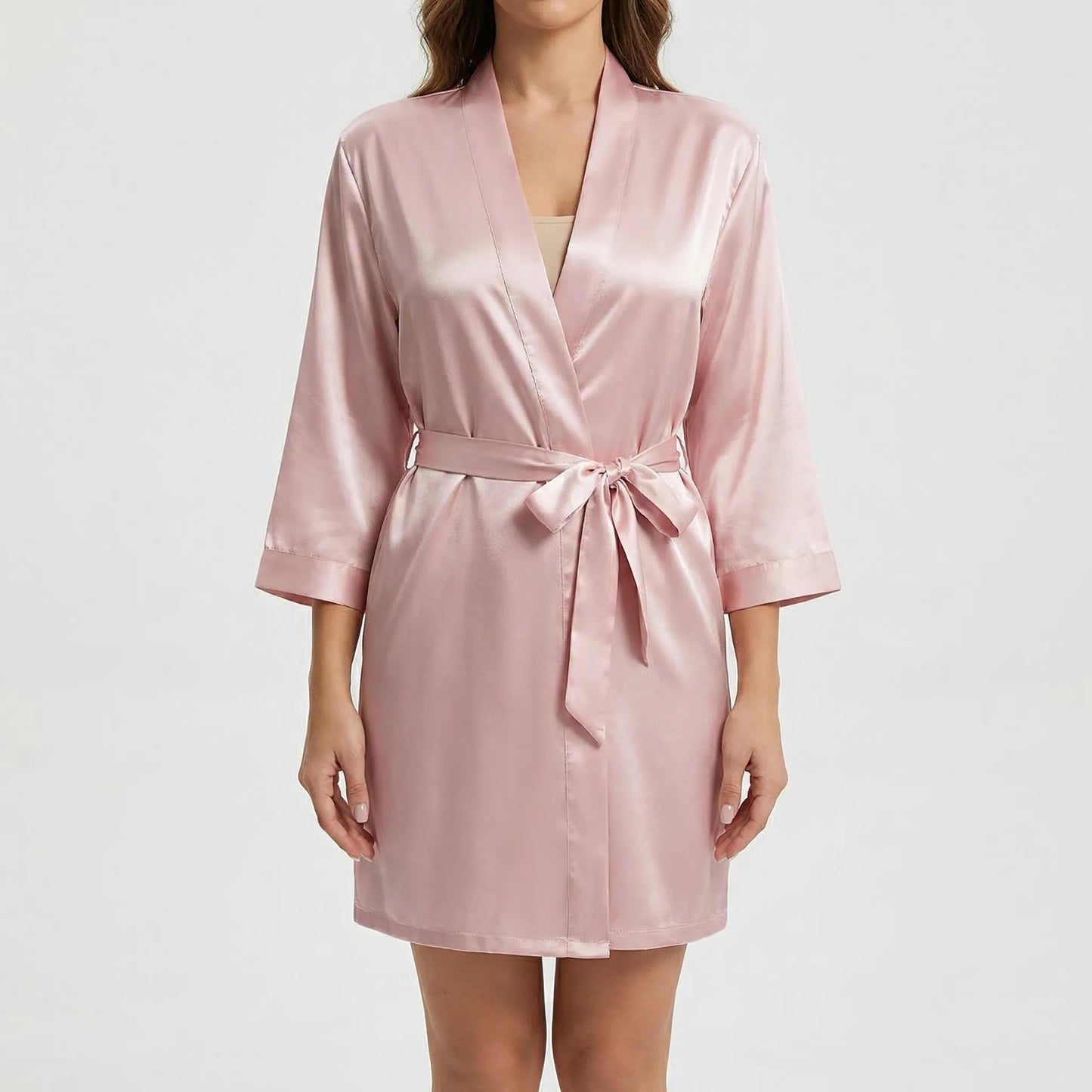 Satin-Finish Wrap Morning Gown - Ramona