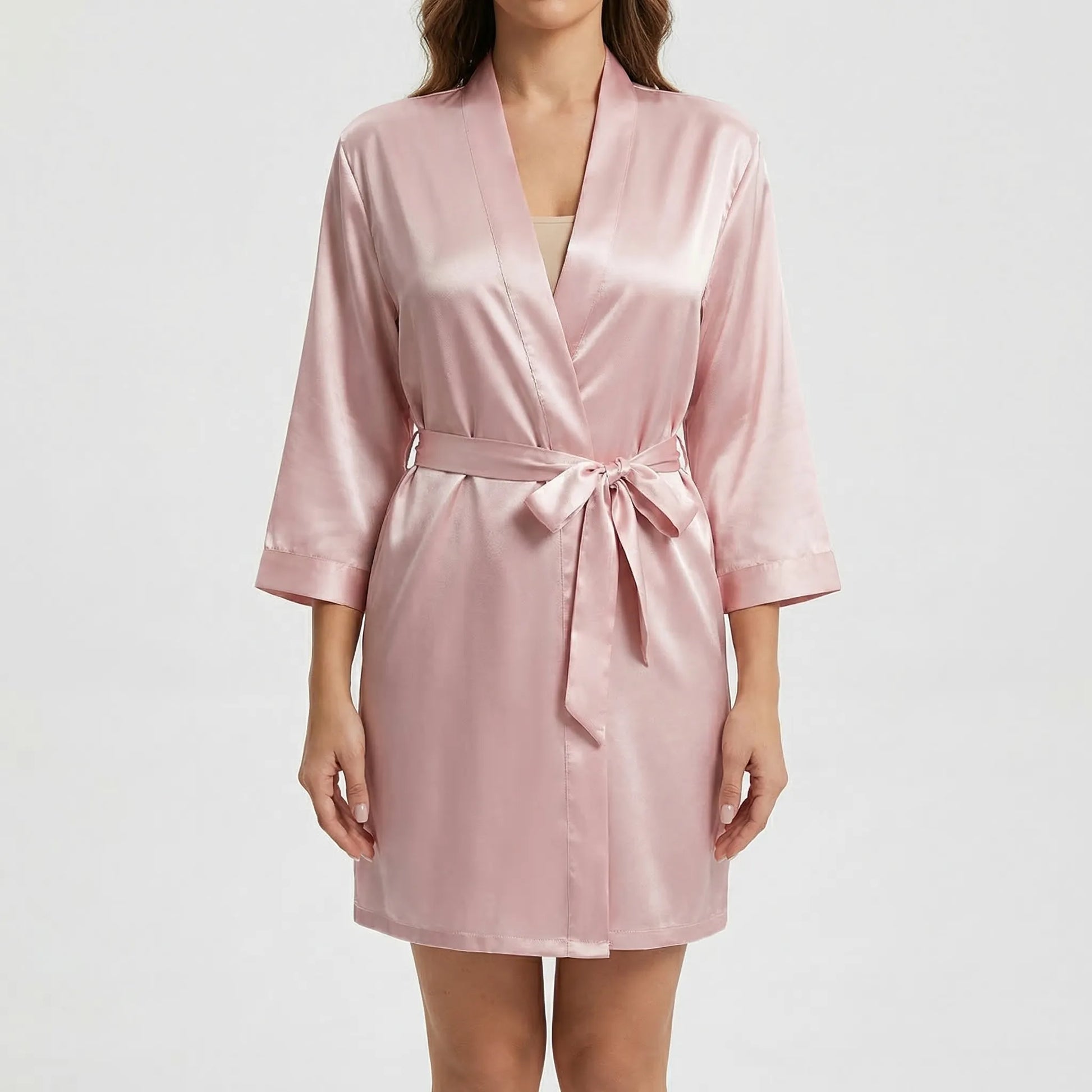 Satin-Finish Wrap Morning Gown - Ramona