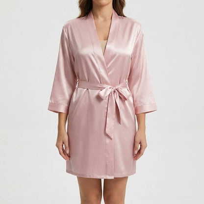 Satin-Finish Wrap Morning Gown - Ramona