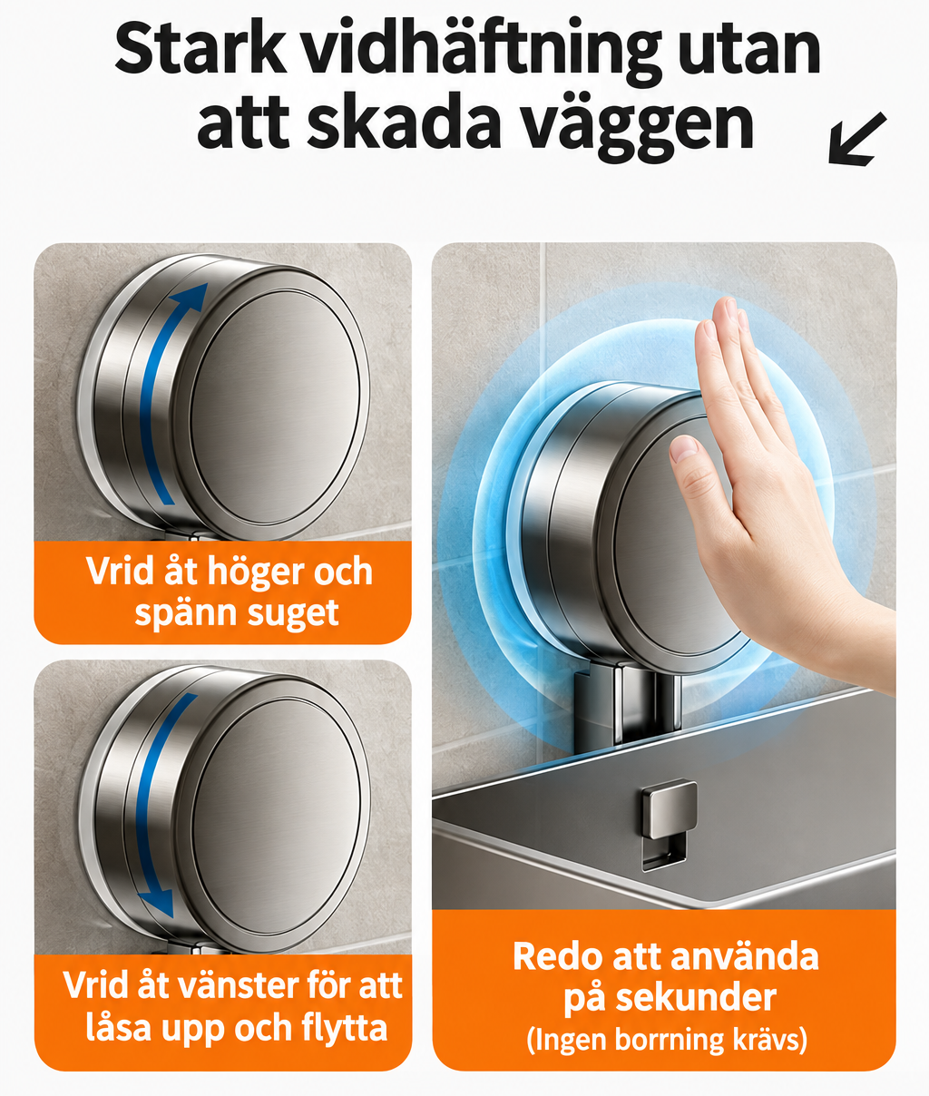 Badrumshylla med sugpropp | Borrfri | Avrinningsställ