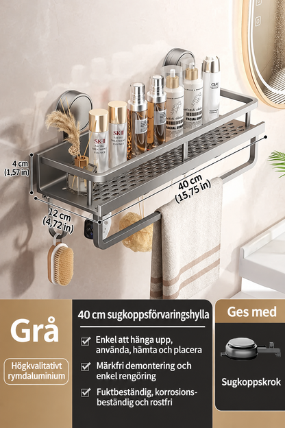 Badrumshylla med sugpropp | Borrfri | Avrinningsställ