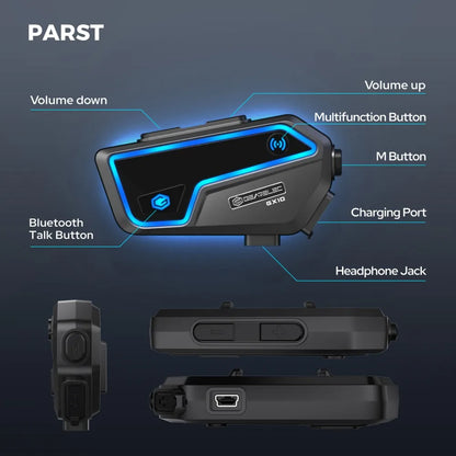 Bluetooth-motorcykelintercom för 10 förare & IP67 vattentät – RideSync