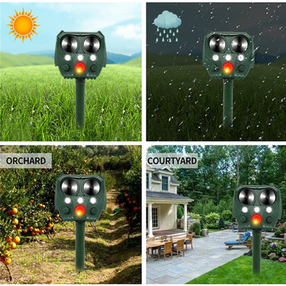 Solcellsdriven ultraljudsavskräckare för djur med PIR-sensor och blinkande ljus – GuardPet