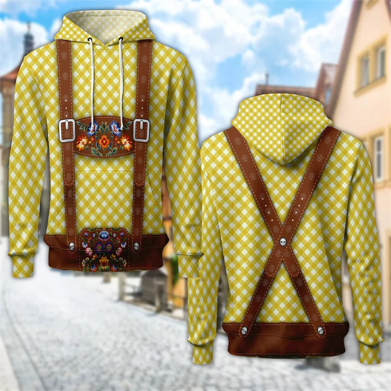 3D-Trachten-hoodie med ölkrustryck – ProstZeit Oktoberfest 2026