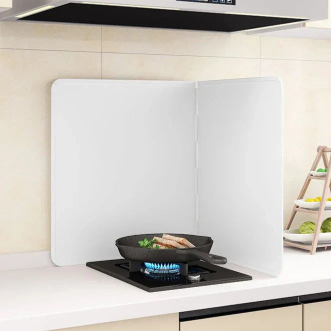 Fällbart fettstänkskydd i rostfritt stål, tvåsidigt skydd mot olja – CookShield