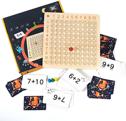 Lärande spel träbräda för multiplikation 1–10 med kort och tärningar