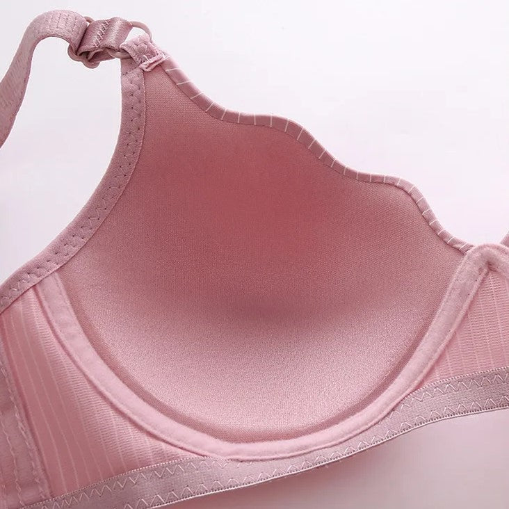 Rosa BH ohne Bügel, nahtlos, bequem, Damenunterwäsche, weiches Material, Alltagsgebrauch.