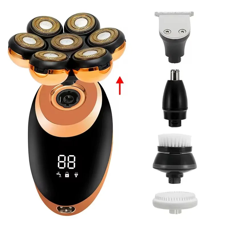 7D svävande elektrisk rakapparat med 5-i-1 skötselkit och vattentät design – FlexEdge