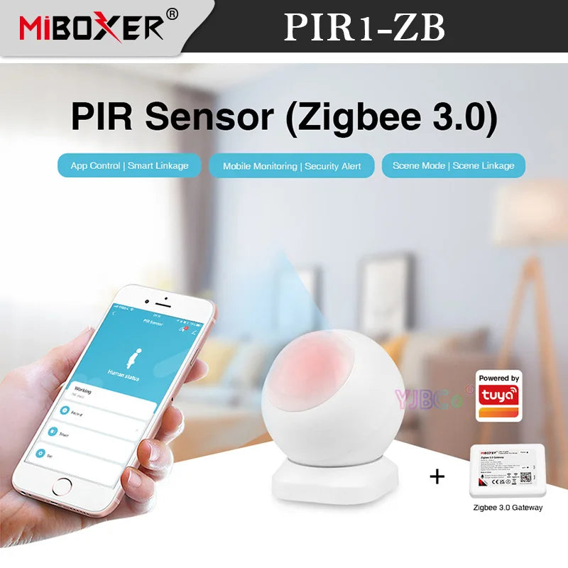 PIR Sensor Zigbee 3.0, weiß, App-Steuerung, Smart Home, Sicherheitsalarm, MiBoxer.