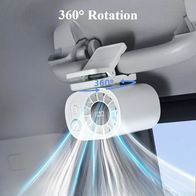 Hipacool bärbar klämfläkt för bilen med 360° rotation och 100 hastighetsinställningar – ClipAir