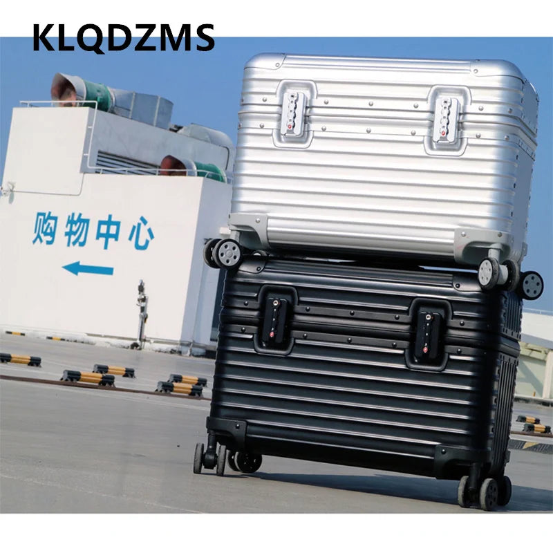 KLQDZMS rullande resväska i hel aluminium‑magnesiumlegering — boardingbox, herrarnas affärstrolleyväska 18", 20", 22", 24" bagage