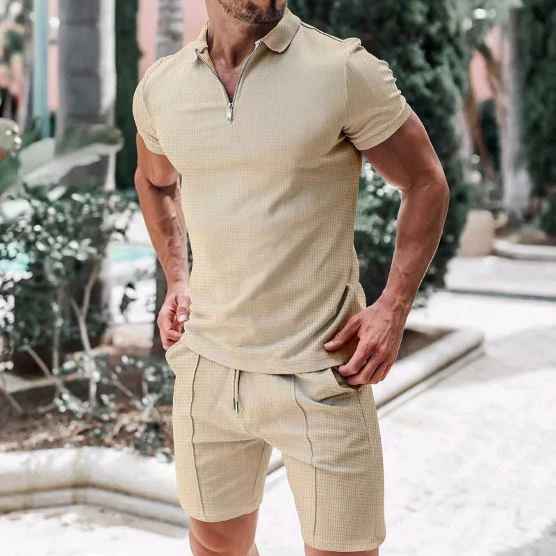 Andningsbart och stiligt sommarset med polotröja och shorts för herrar – Nilo