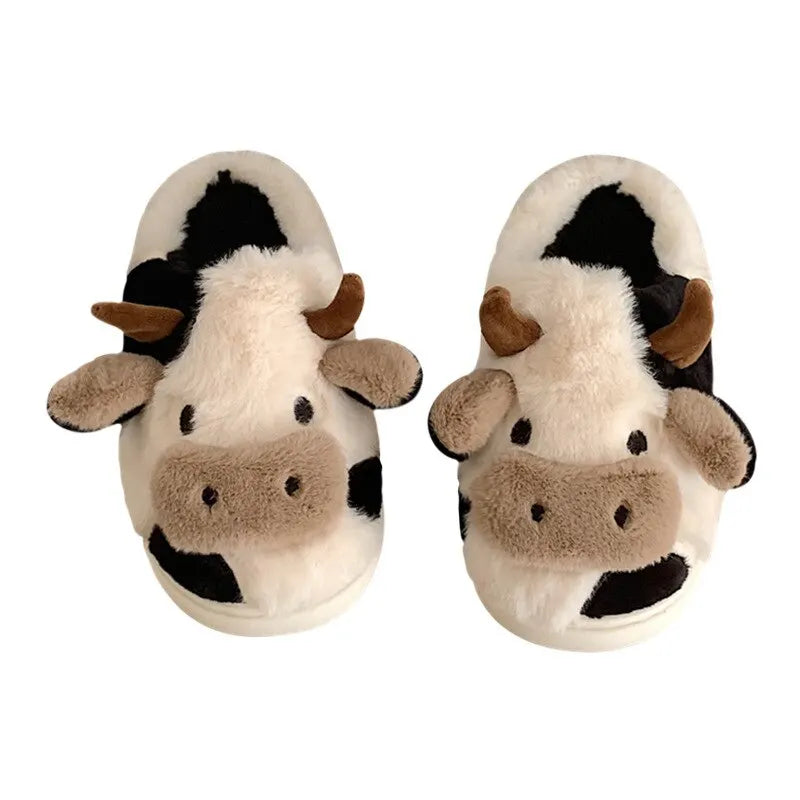 Plyschtofflor med ko‑mönster – PlushCow