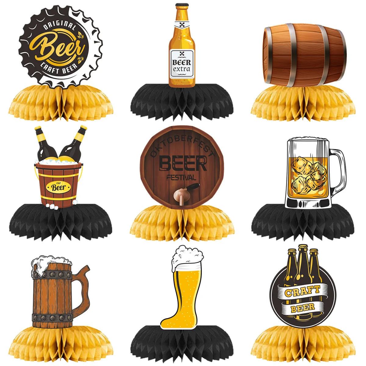 Paket med ölmotiverade bordsdekorationer (3×9-set) – Festbord Oktoberfest 2026