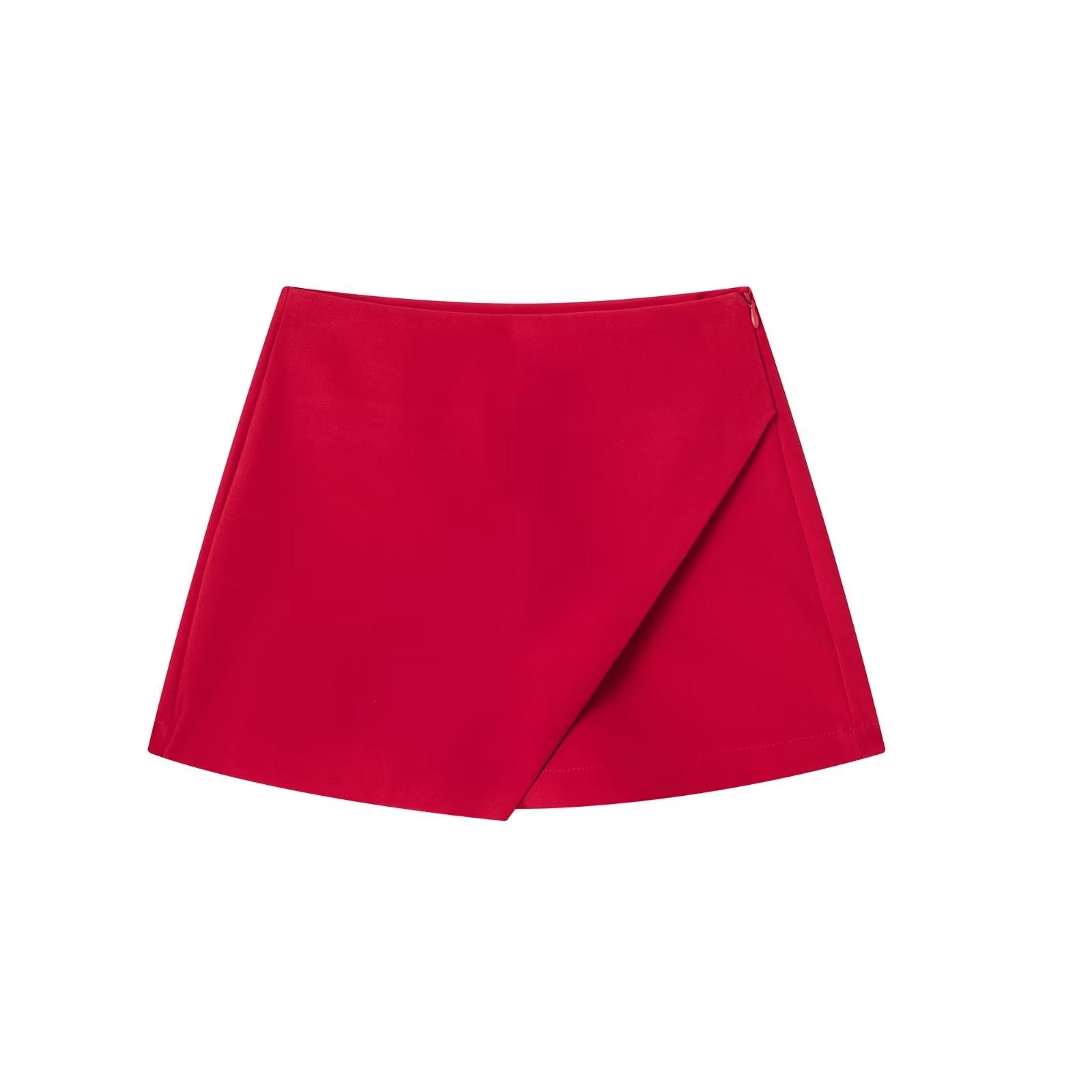 Roter Minirock Damen, asymmetrisch, modisch, elegant, Sommermode, Freizeitkleidung.