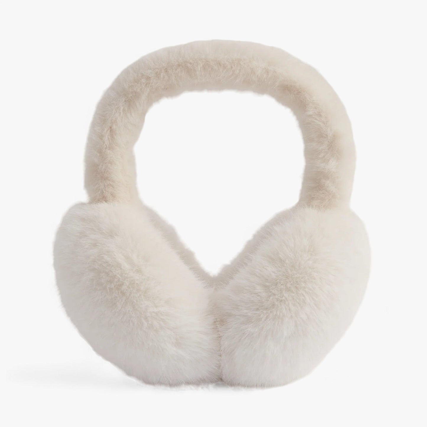 Weiße flauschige Ohrenschützer, Winteraccessoire, warm, modisch, Unisex.