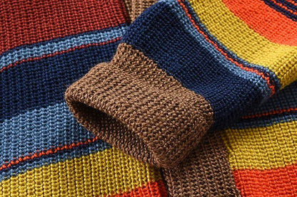 Herrcardigan i stickat med colourblock och geometriskt mönster – Leandro