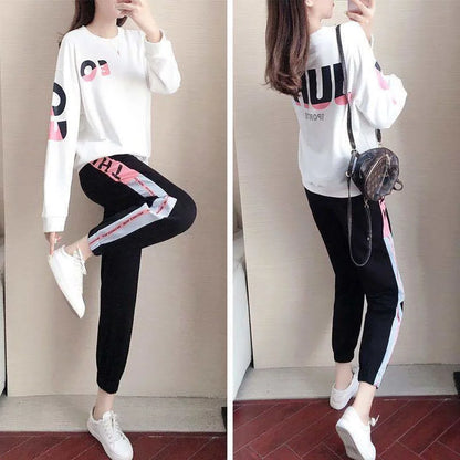 Träningsset för dam, tvådelat set med sweatshirt och byxor – Leona