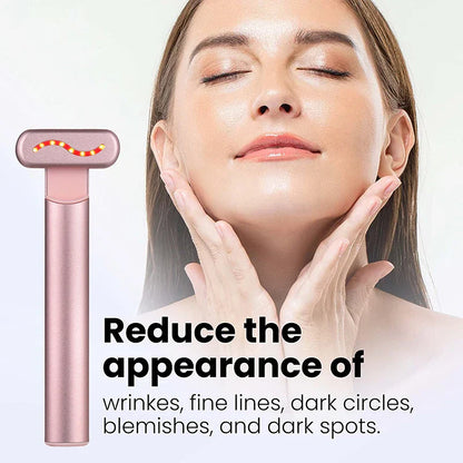 Rosa Anti-Aging-Gesichtsmassagegerät, reduziert Falten, Augenringe, Hautunreinheiten.
