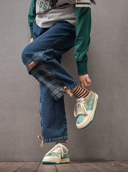 Stiliga unisex konst-sneakers med mandelblomstryck – Arta