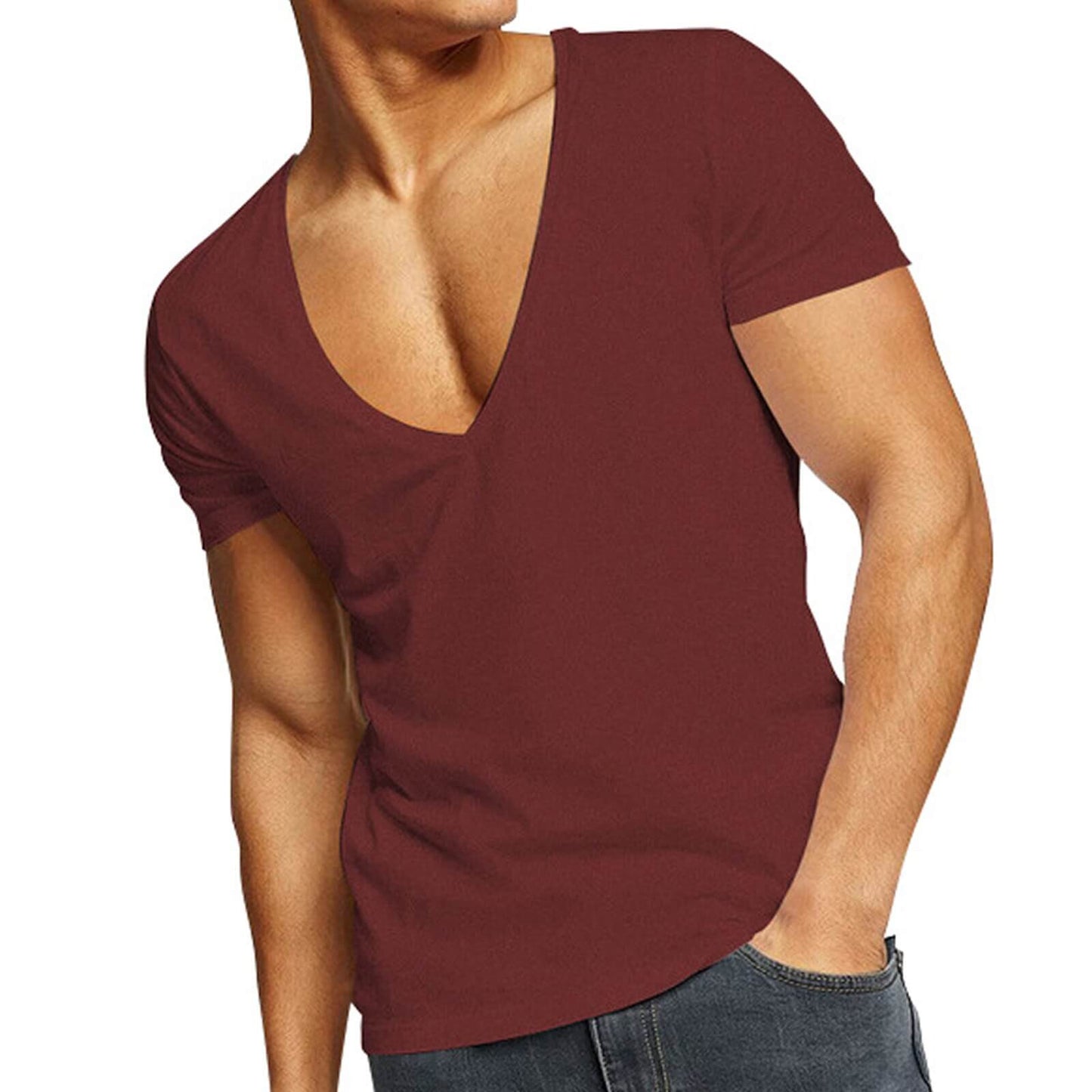 Avslappnad & figurnära herr T-shirt med V-hals – Jonas