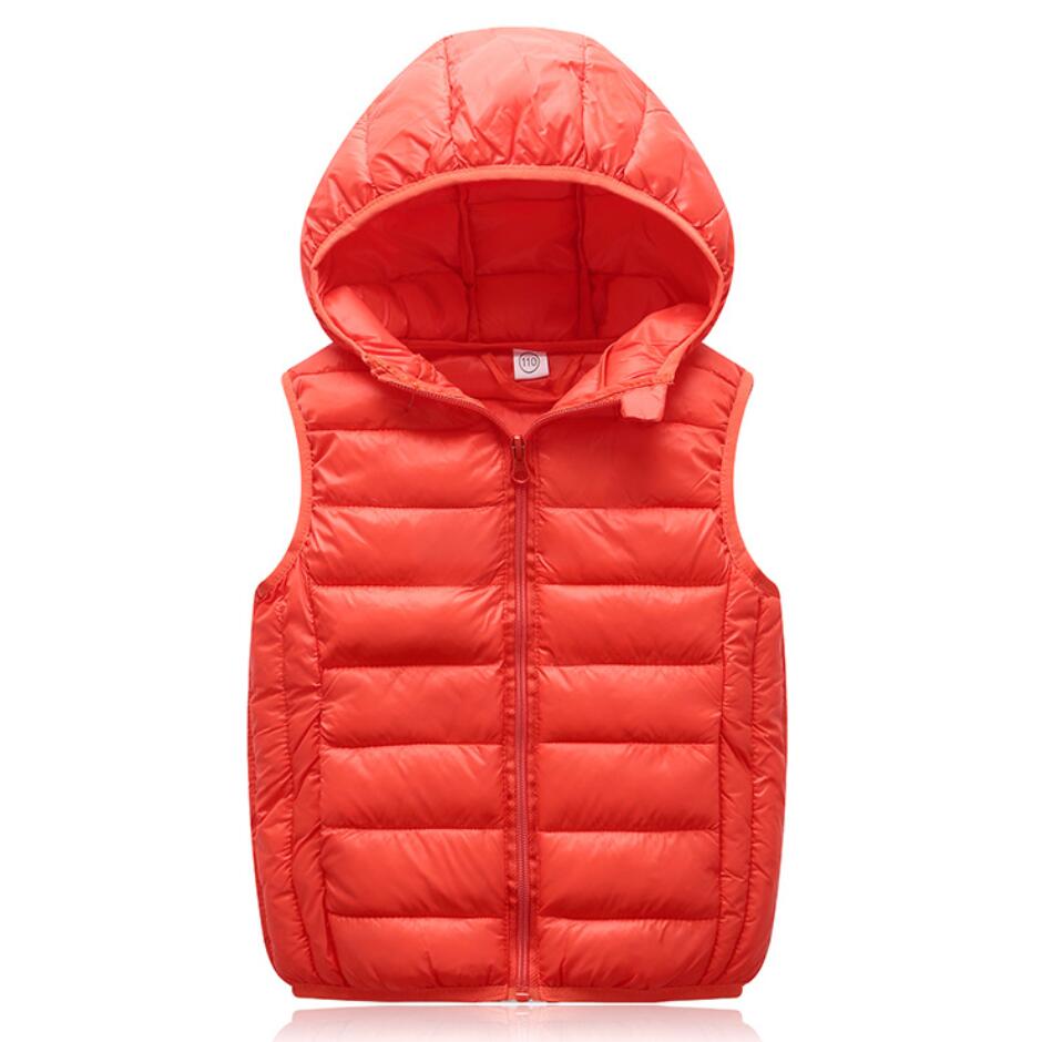 Rote Daunenweste mit Kapuze, ärmellos, Reißverschluss, Wintermode, Unisex, Outdoor-Bekleidung.