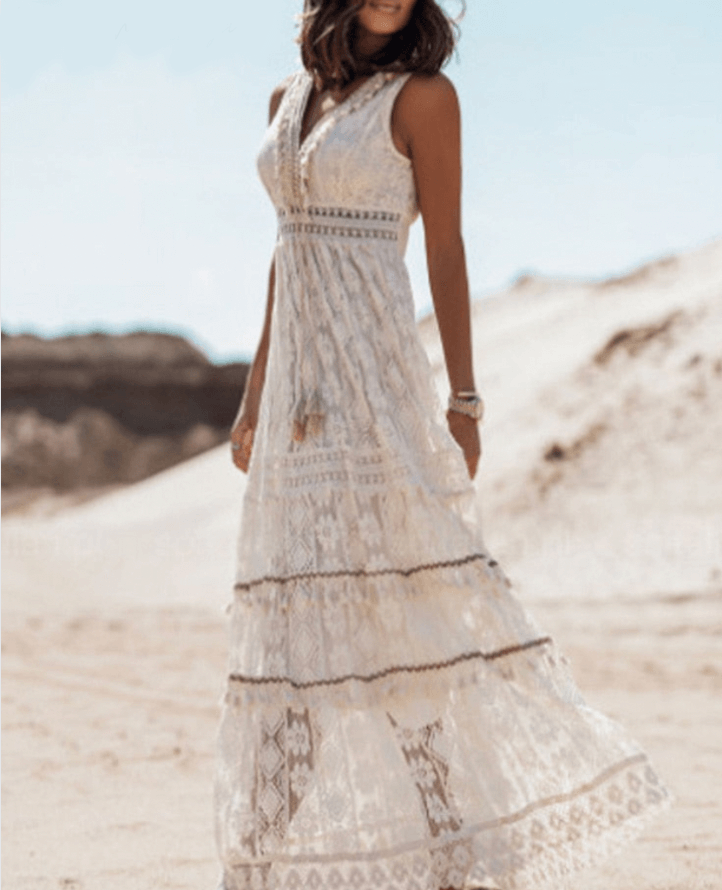 Avslappad Boho-maxiklänning med stiliga detaljer – Solange