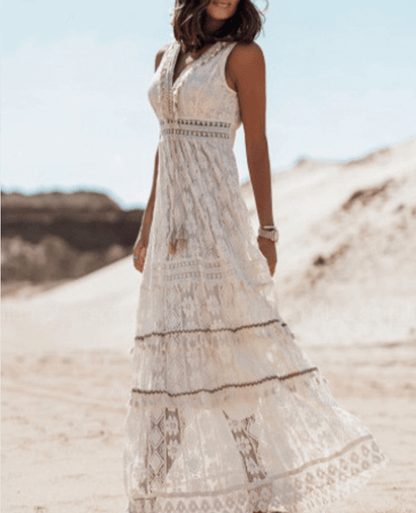 Avslappad Boho-maxiklänning med stiliga detaljer – Solange