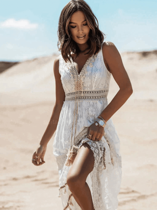 Avslappad Boho-maxiklänning med stiliga detaljer – Solange