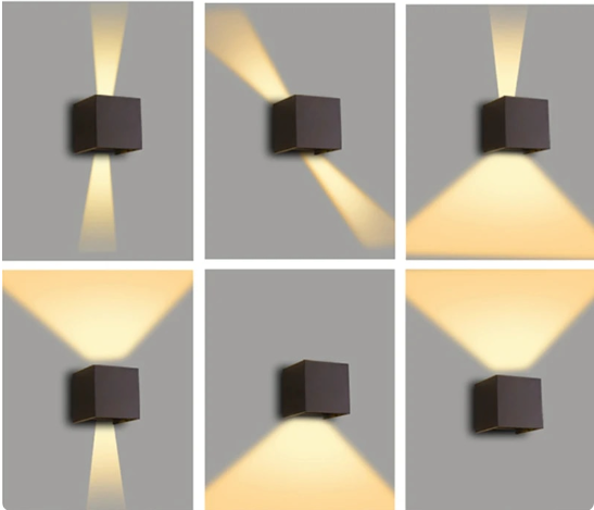 Sechsteilige Wandlampen-Set, schwarz, LED, modernes Design, warmweißes Licht, Innenbeleuchtung.