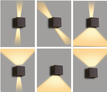 Sechsteilige Wandlampen-Set, schwarz, LED, modernes Design, warmweißes Licht, Innenbeleuchtung.