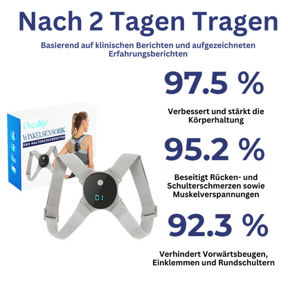 Ocaligo Haltungskorrektor, grau, verbessert Körperhaltung, reduziert Rückenschmerzen, 97,5% effektiv.