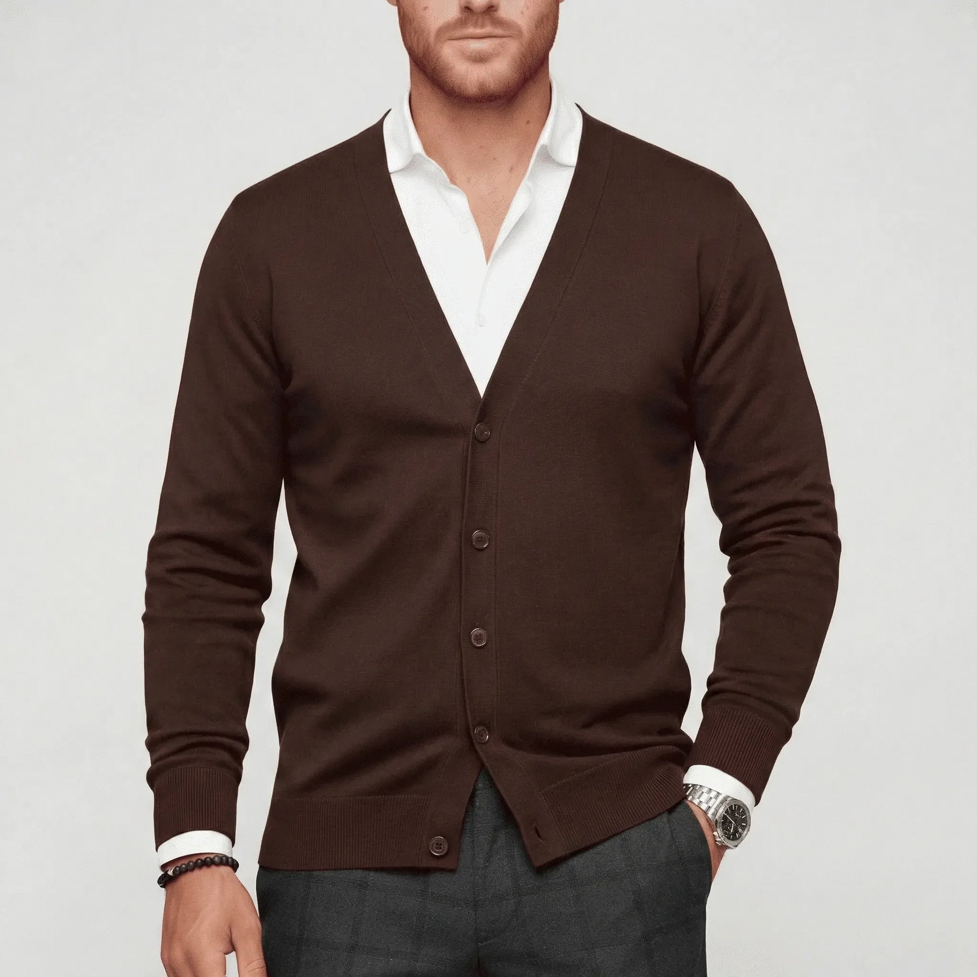 Schmal Geschnittene Strickjacke Mit Langen Ärmeln - Devin